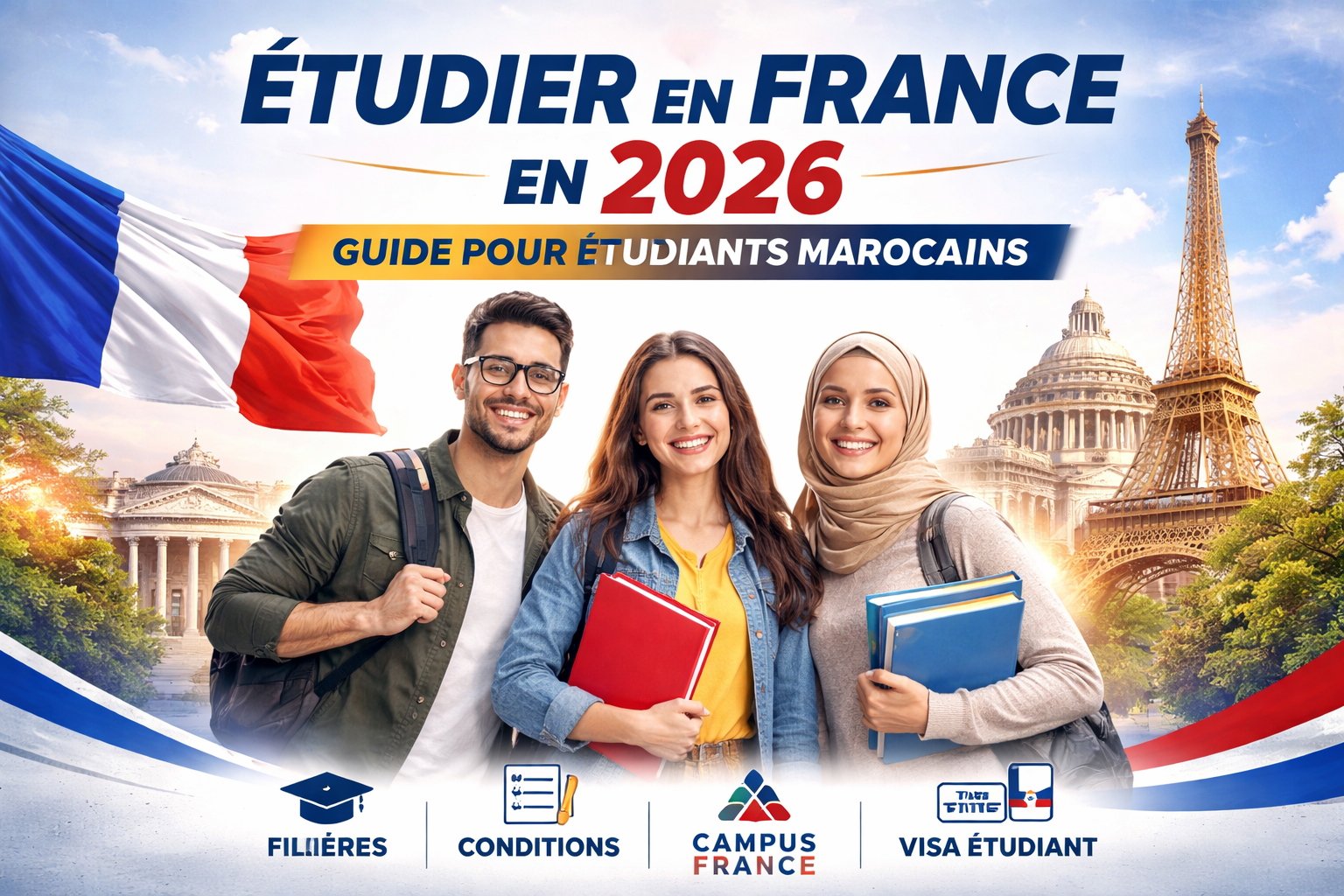 الدراسة في فرنسا 2026: الدليل الشامل للطالب المغربي — من اختيار الشعبة إلى Campus France والاندماج الأكاديمي