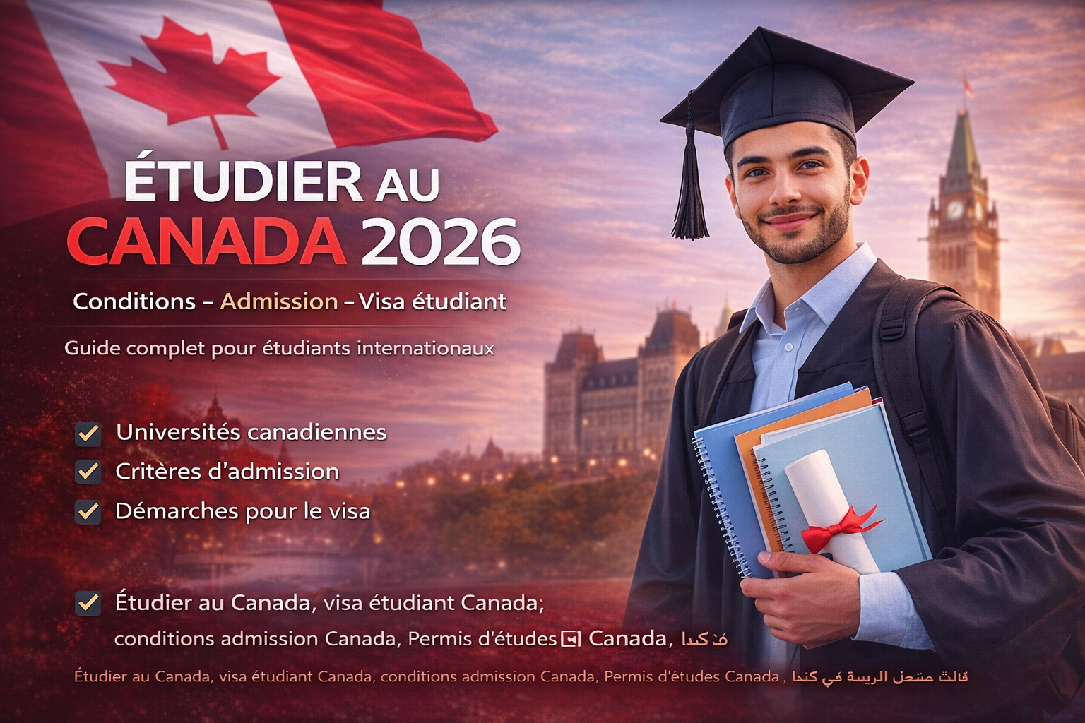 شروط الدراسة في كندا 2026: القبول الجامعي، التكاليف، وإجراءات الحصول على تأشيرة الطالب