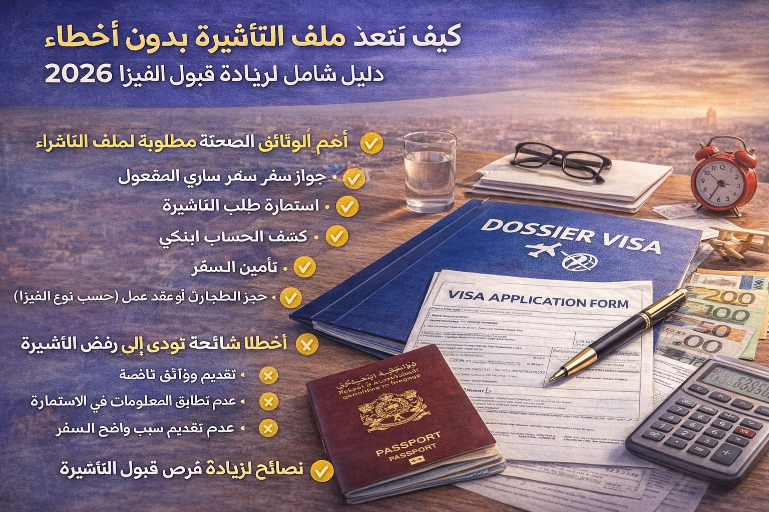 كيف تُعدّ ملف التأشيرة بدون أخطاء 2026: دليل شامل لزيادة فرص قبول الفيزا